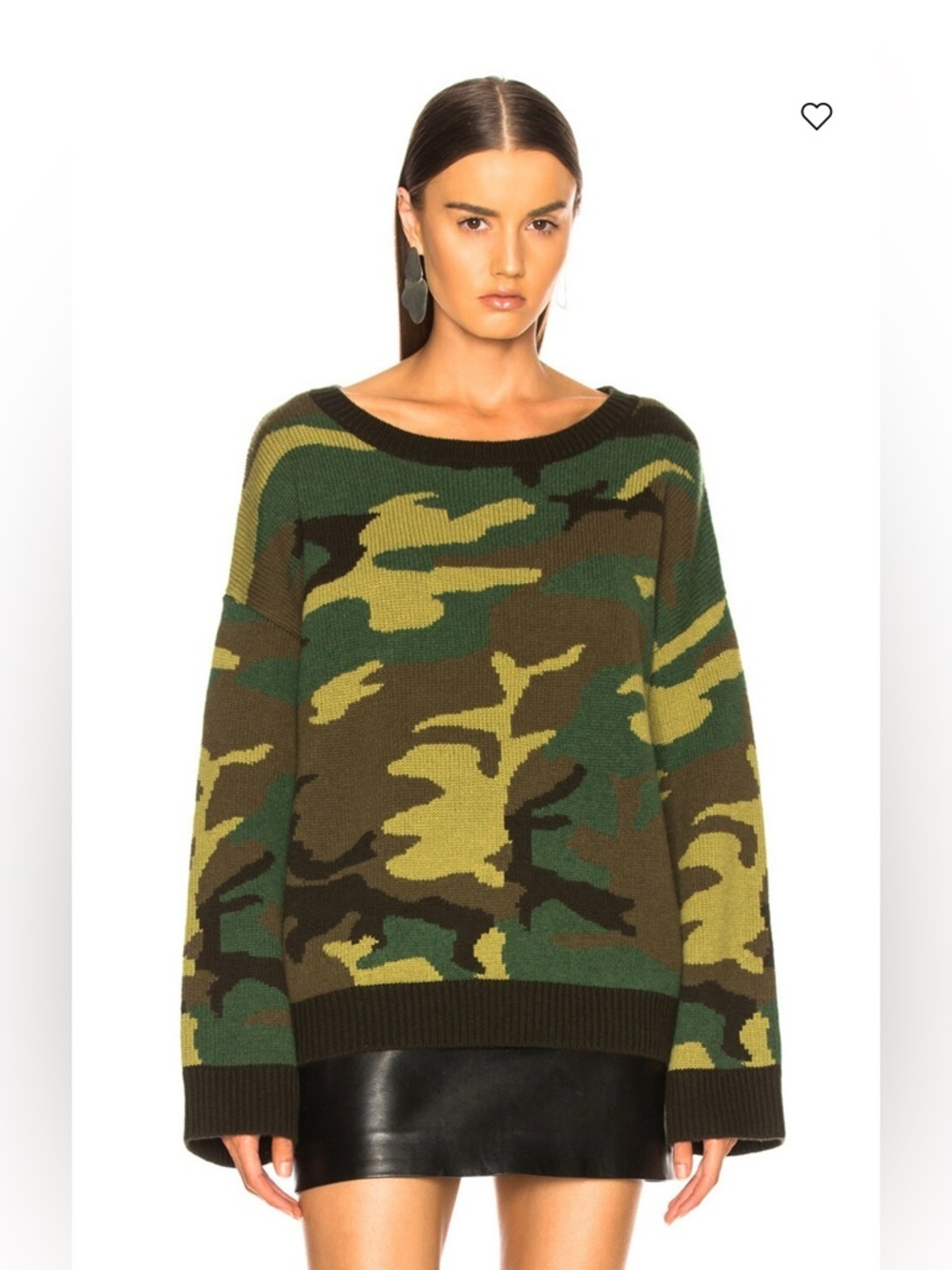 Nili Lotan Moselle Women's Size S Camo Sweater Wool Cashmere Blend Green Brown